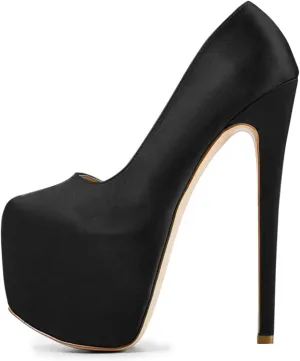 FSJ Women Sexy Round Toe Platform Pumps Stiletto High Heel Slip On Fashion Party Prom Dress Office Formal Shoes Size 4-15 US