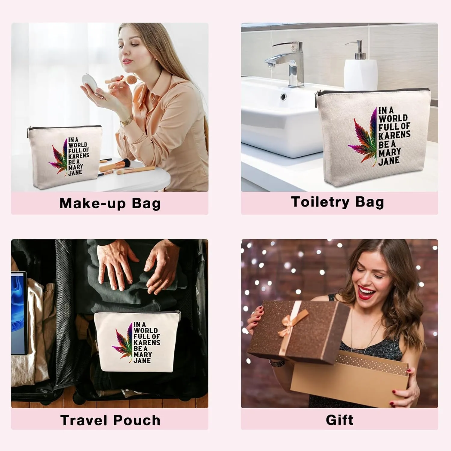 Funny Leaf Birthday Gifts for Women, Funny Gifts for Friends Travel Cosmetic Bag, Funny Birthday Gifts Christmas Farewell Graduation Friendship Gifts for Women Best Friends Sister Coworkers Bestie