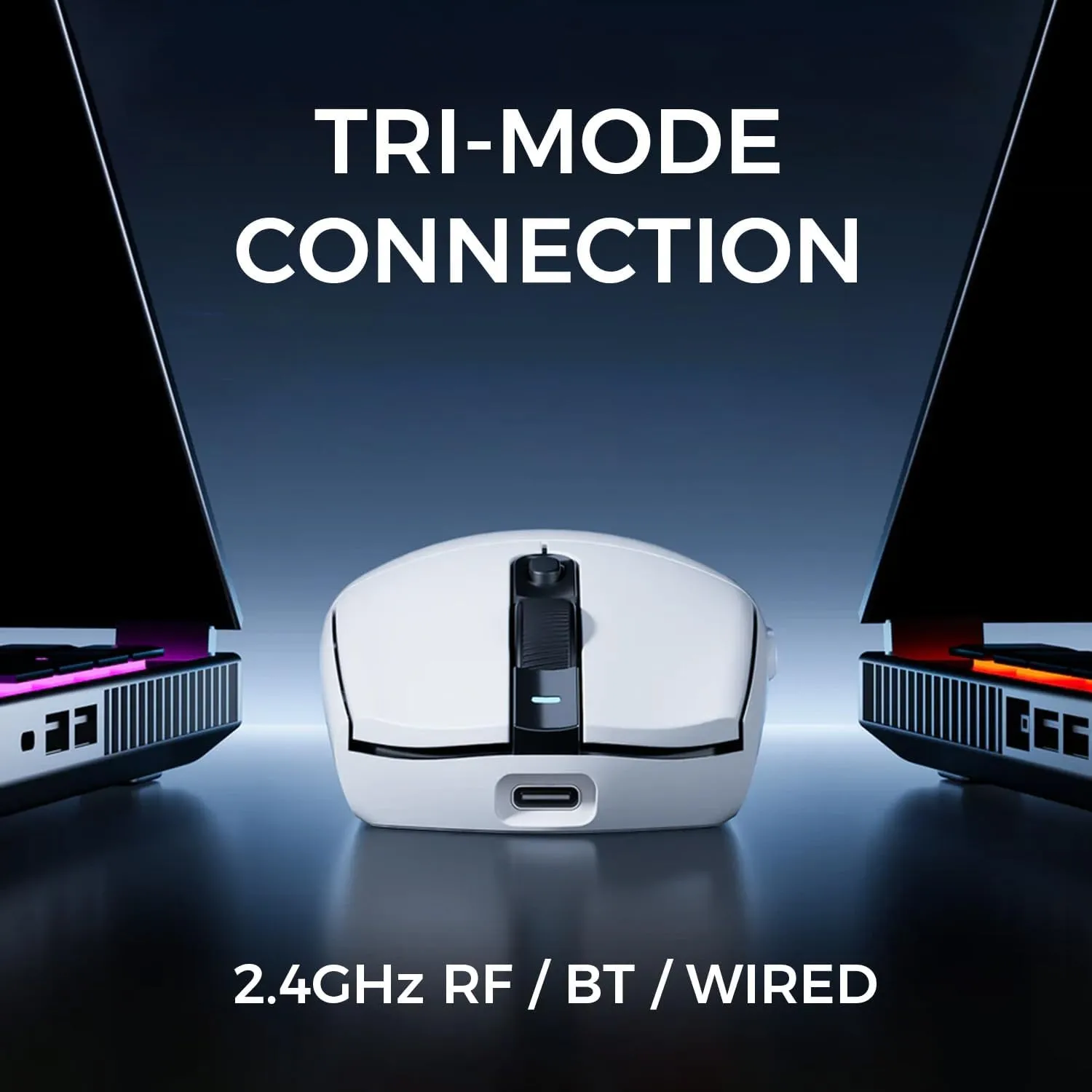 G3 Wireless Gaming Mouse, Symmetrical, PAW3311, 12K DPI, Tri-Mode Connection, Wireless/Wired 1K Polling, 64g Weight, 130 Hours Battery Life (G3, White)