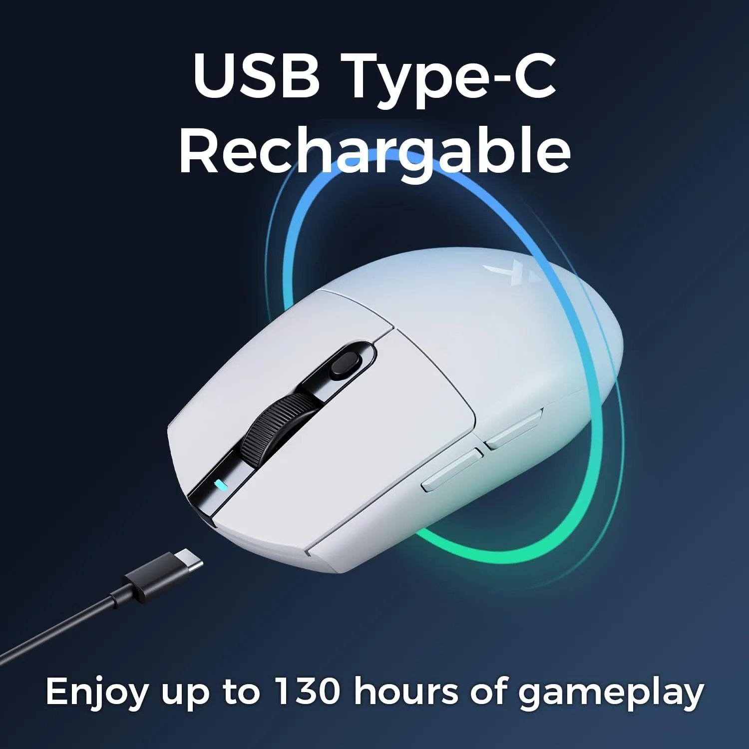 G3 Wireless Gaming Mouse, Symmetrical, PAW3311, 12K DPI, Tri-Mode Connection, Wireless/Wired 1K Polling, 64g Weight, 130 Hours Battery Life (G3, White)