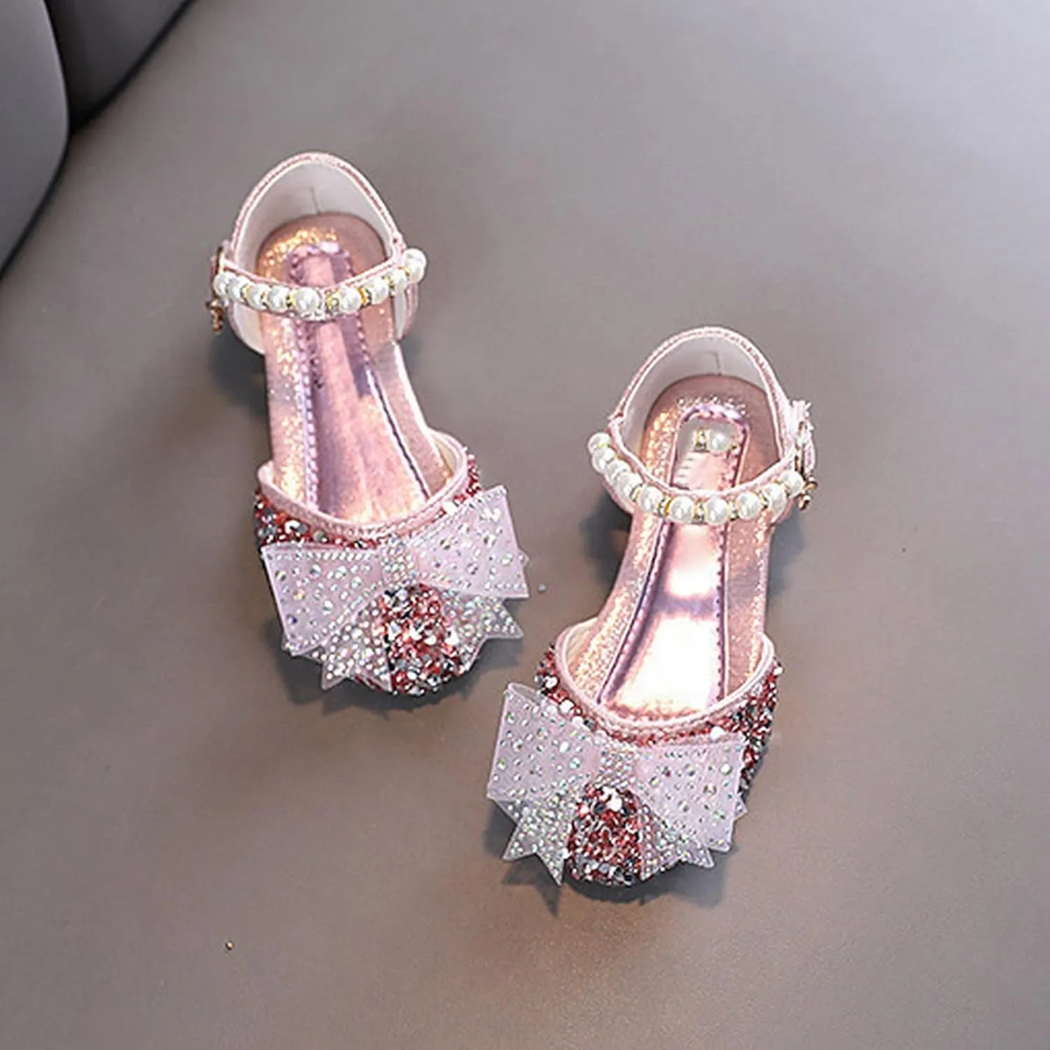 Girl Bow Glitter Flat Shoes Toddler Bowknot Sequin Wedding Sandals Kids Infant Shiny Sandals Mary Jane Dress Shoes