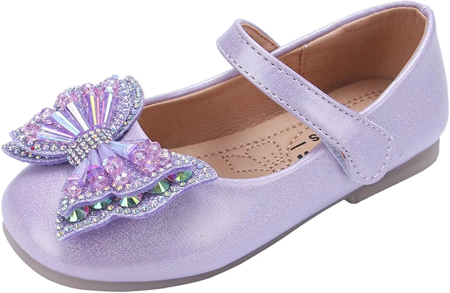 Girls Dress Shoes Sequin Bow Mary Jane Shoes Wedding Part Prom Flat Ankle Strap Sandal for Toddler