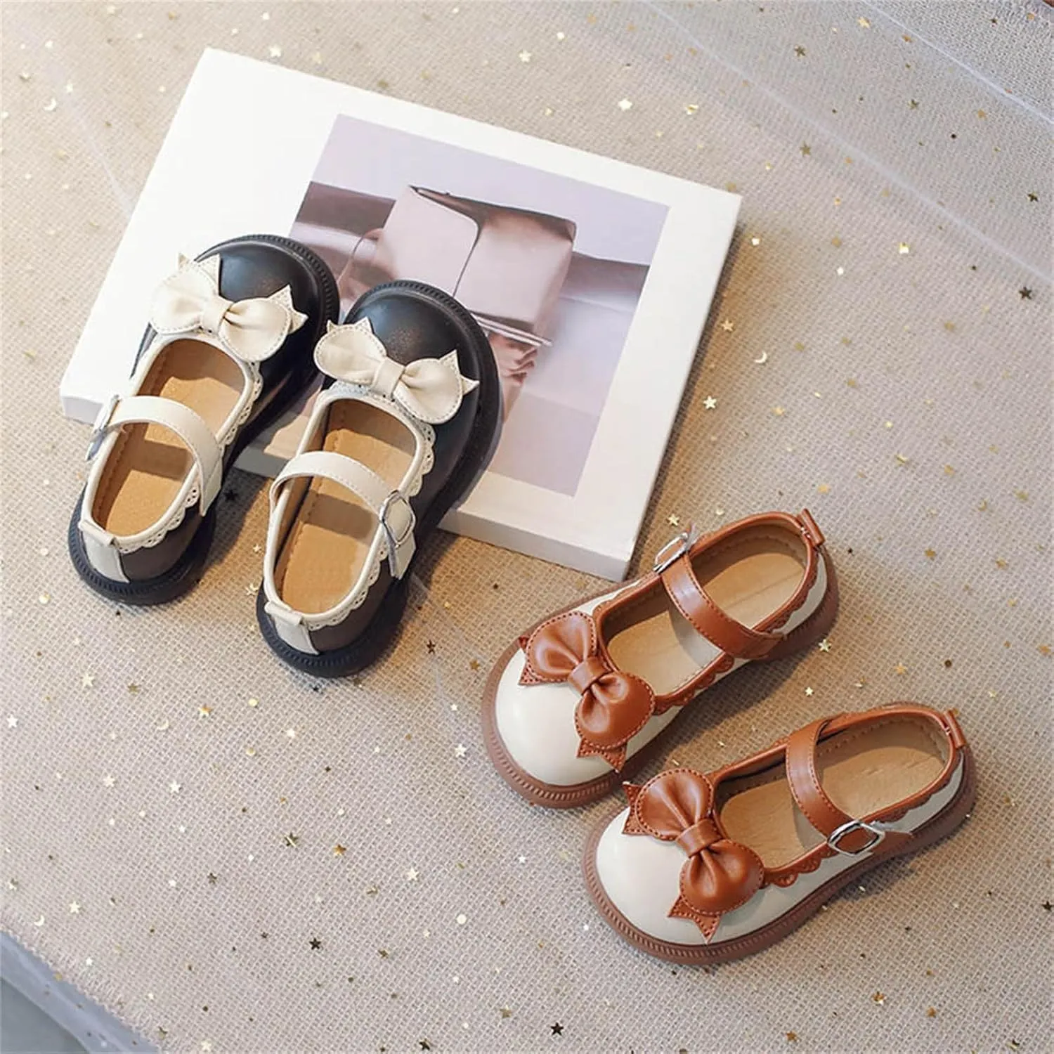 Girl's Platform Mary Janes Pumps Chunky Heel Ankle Strap Uniform Dress Shoes Flower Bow Gothic Oxfords Shoes