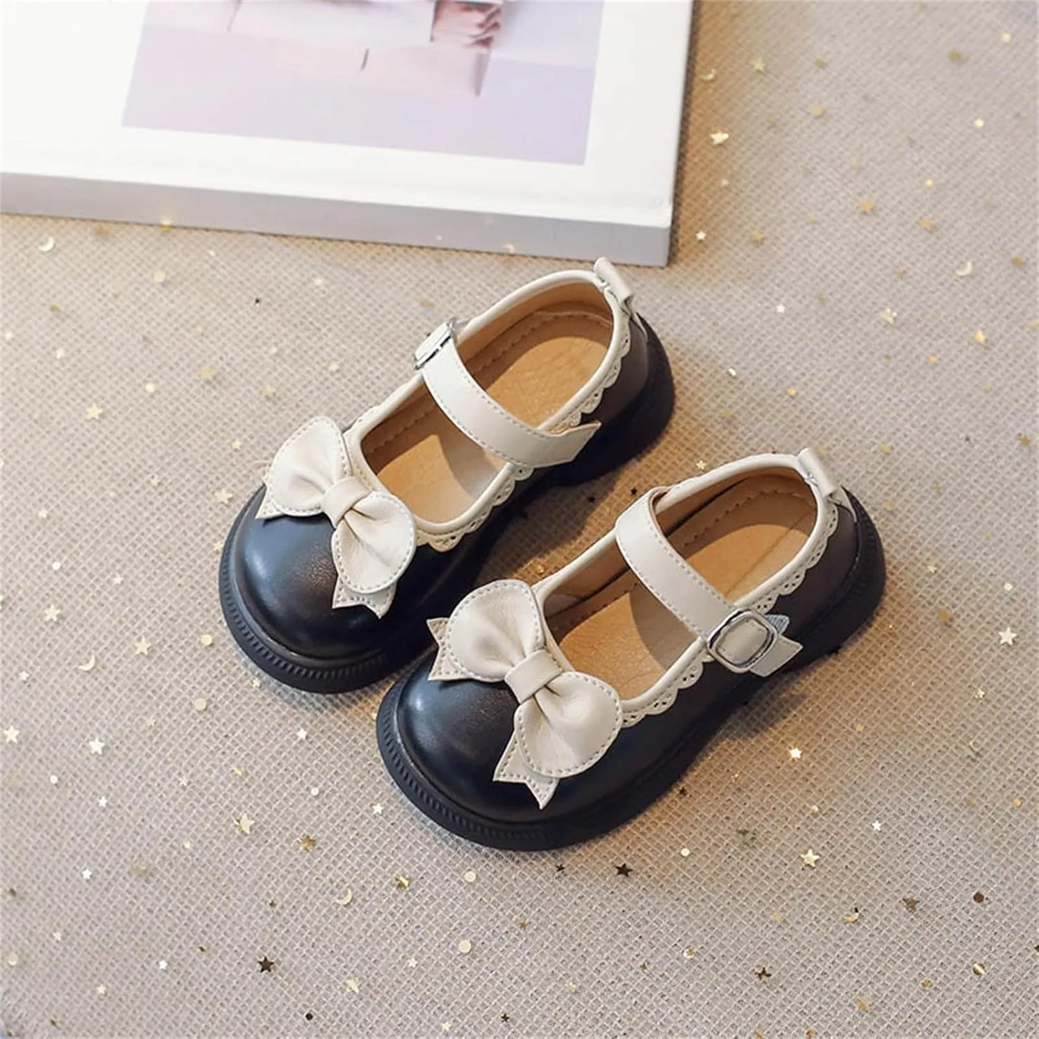 Girl's Platform Mary Janes Pumps Chunky Heel Ankle Strap Uniform Dress Shoes Flower Bow Gothic Oxfords Shoes