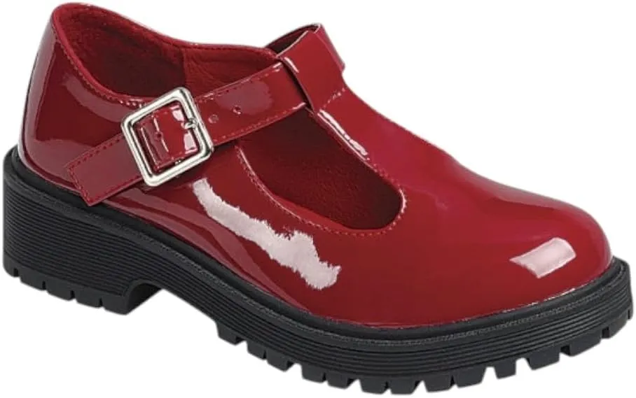 Girls Round Toe Ankle Strap Mary Jane School Shoes - Mary Jane Chunky Heel Platform Oxford Dress Pumps Shoe