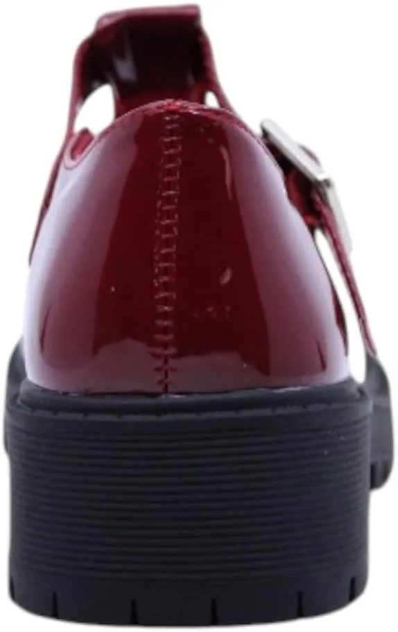 Girls Round Toe Ankle Strap Mary Jane School Shoes - Mary Jane Chunky Heel Platform Oxford Dress Pumps Shoe