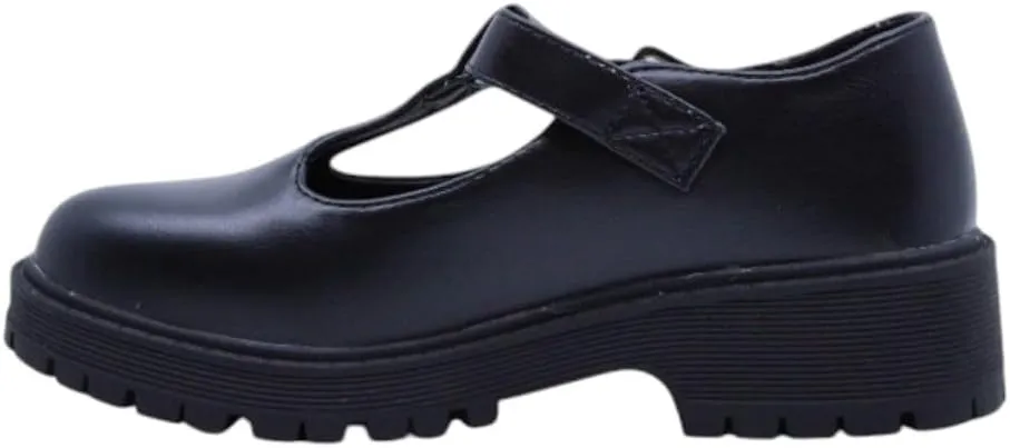 Girls Round Toe Ankle Strap Mary Jane School Shoes - Mary Jane Chunky Heel Platform Oxford Dress Pumps Shoe