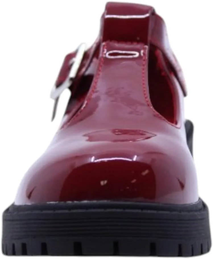 Girls Round Toe Ankle Strap Mary Jane School Shoes - Mary Jane Chunky Heel Platform Oxford Dress Pumps Shoe
