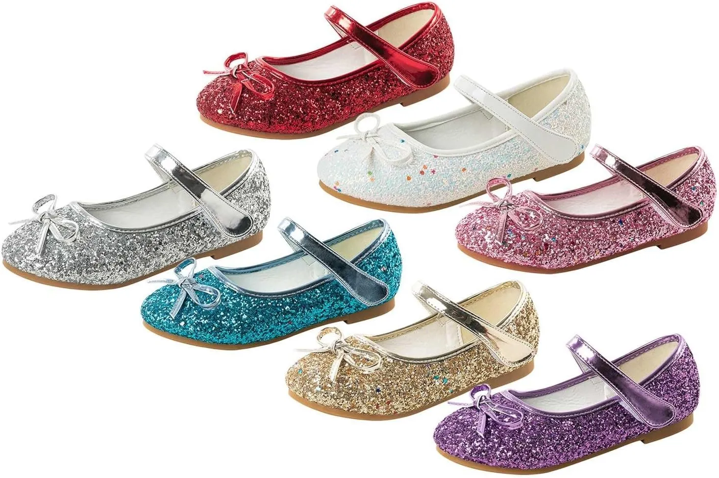 Girls Toddler/Little Kid Dress Low Heel Mary Jane Pumps Reflective Bow Tea Party Wedding Princess Shoes