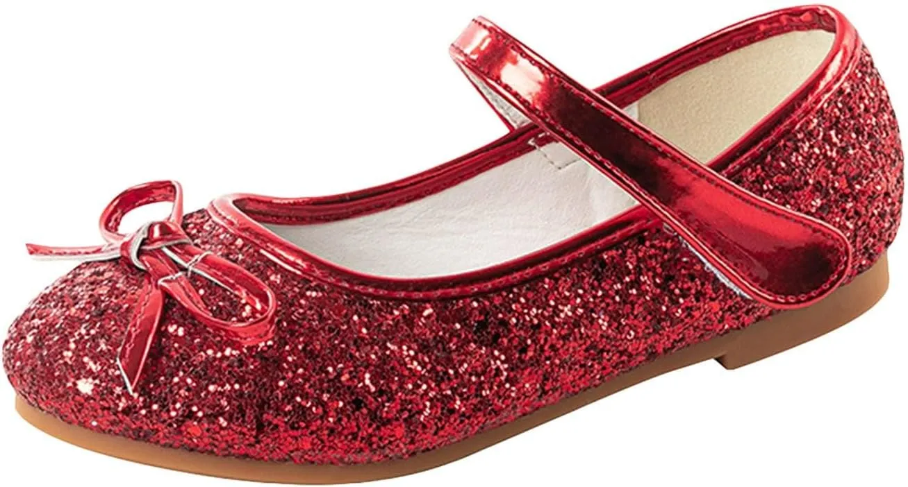 Girls Toddler/Little Kid Dress Low Heel Mary Jane Pumps Reflective Bow Tea Party Wedding Princess Shoes