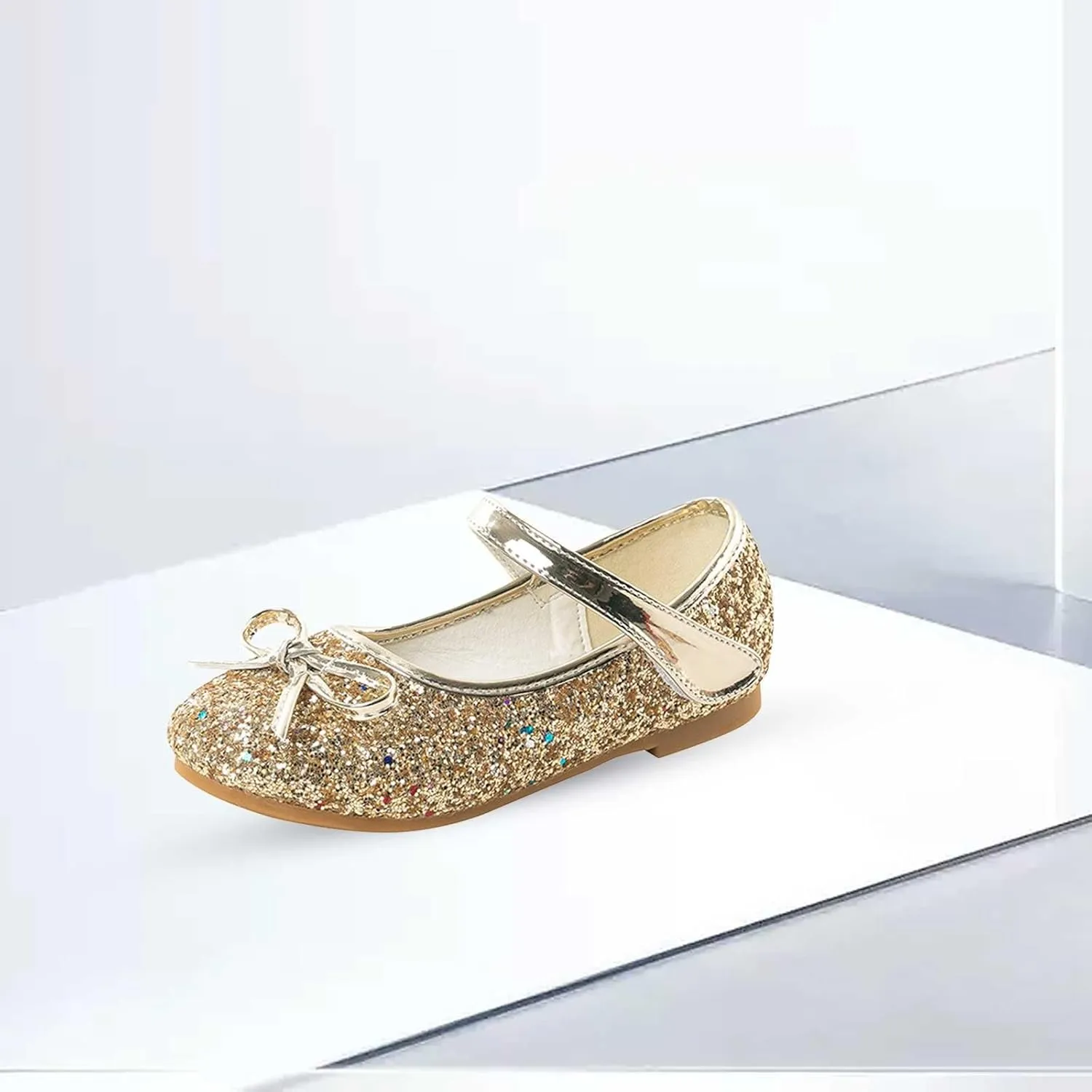 Girls Toddler/Little Kid Dress Low Heel Mary Jane Pumps Reflective Bow Tea Party Wedding Princess Shoes