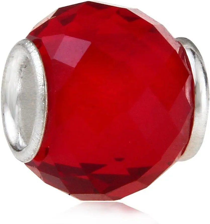 Glass Birthstone Charm with 925 Sterling Silver Core Birthday Charm Anniversary Charm for Pandora Charm Bracelet