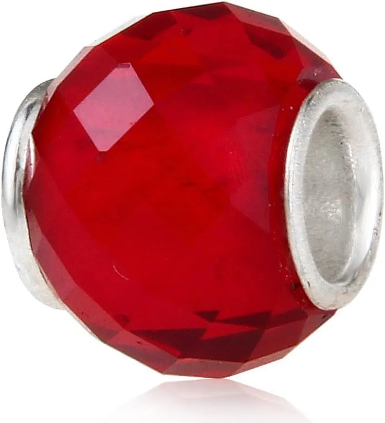 Glass Birthstone Charm with 925 Sterling Silver Core Birthday Charm Anniversary Charm for Pandora Charm Bracelet