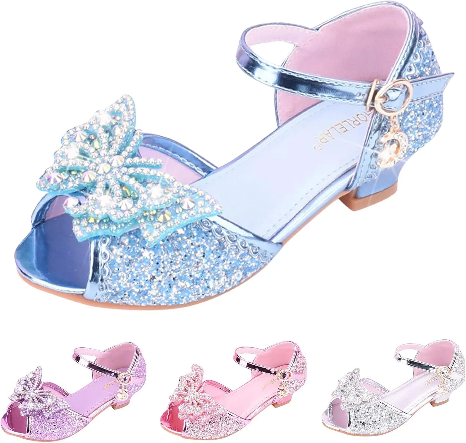 Glitter Wedding Sandals for Girls Kids Dress Shoes Mary Jane Heel Ballet Ankle Buckle Flat for School Party Sandals
