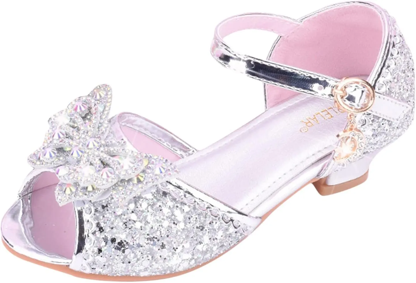 Glitter Wedding Sandals for Girls Kids Dress Shoes Mary Jane Heel Ballet Ankle Buckle Flat for School Party Sandals