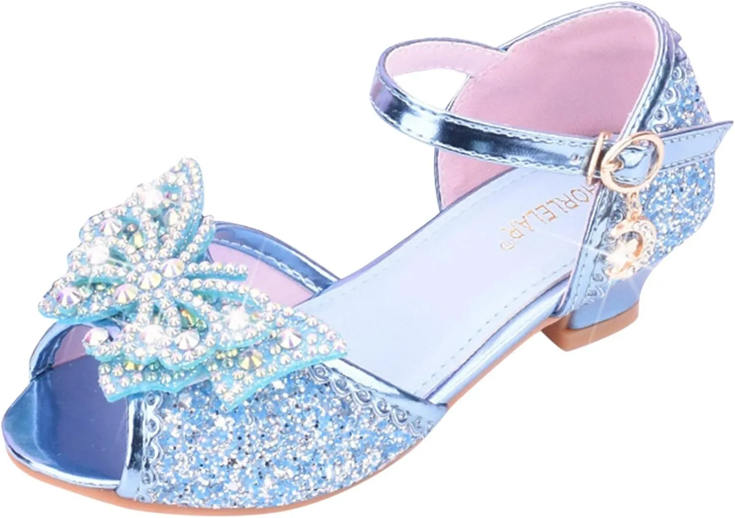 Glitter Wedding Sandals for Girls Kids Dress Shoes Mary Jane Heel Ballet Ankle Buckle Flat for School Party Sandals