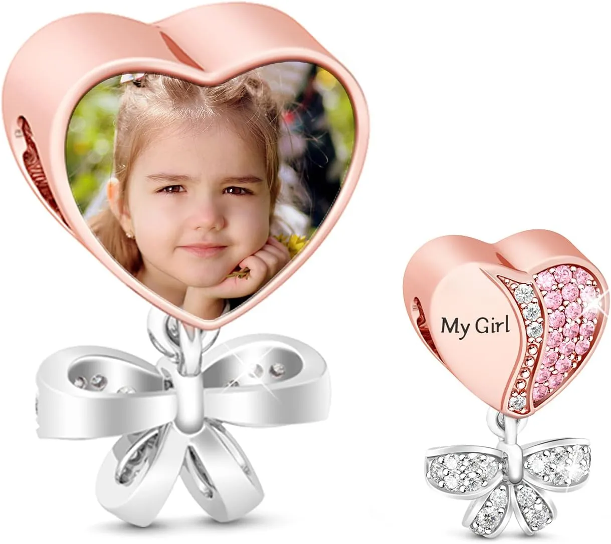 GNOCE Custom Photo Charm Personalized Photo Charm 925 Sterling Silver Pendant for Bracelets Necklaces (My)