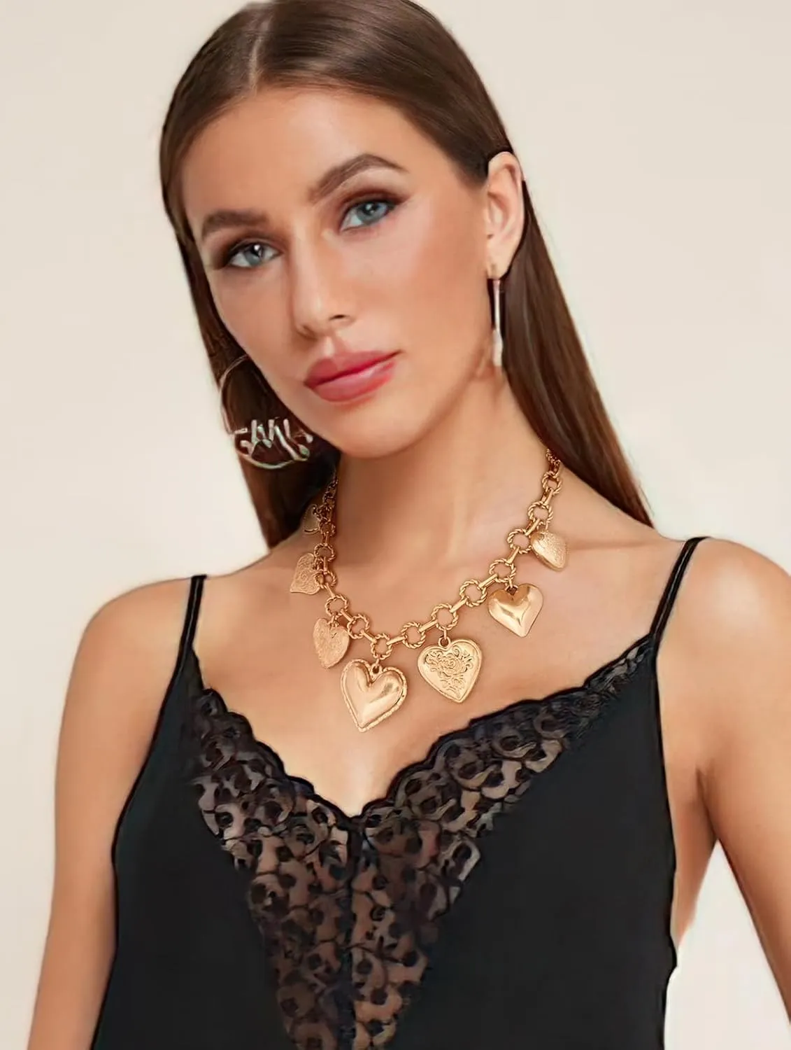 Gold Necklaces For Women With Heart Charm Silver Chain Charm Necklace Link Trendy Gold Necklace Jewelry