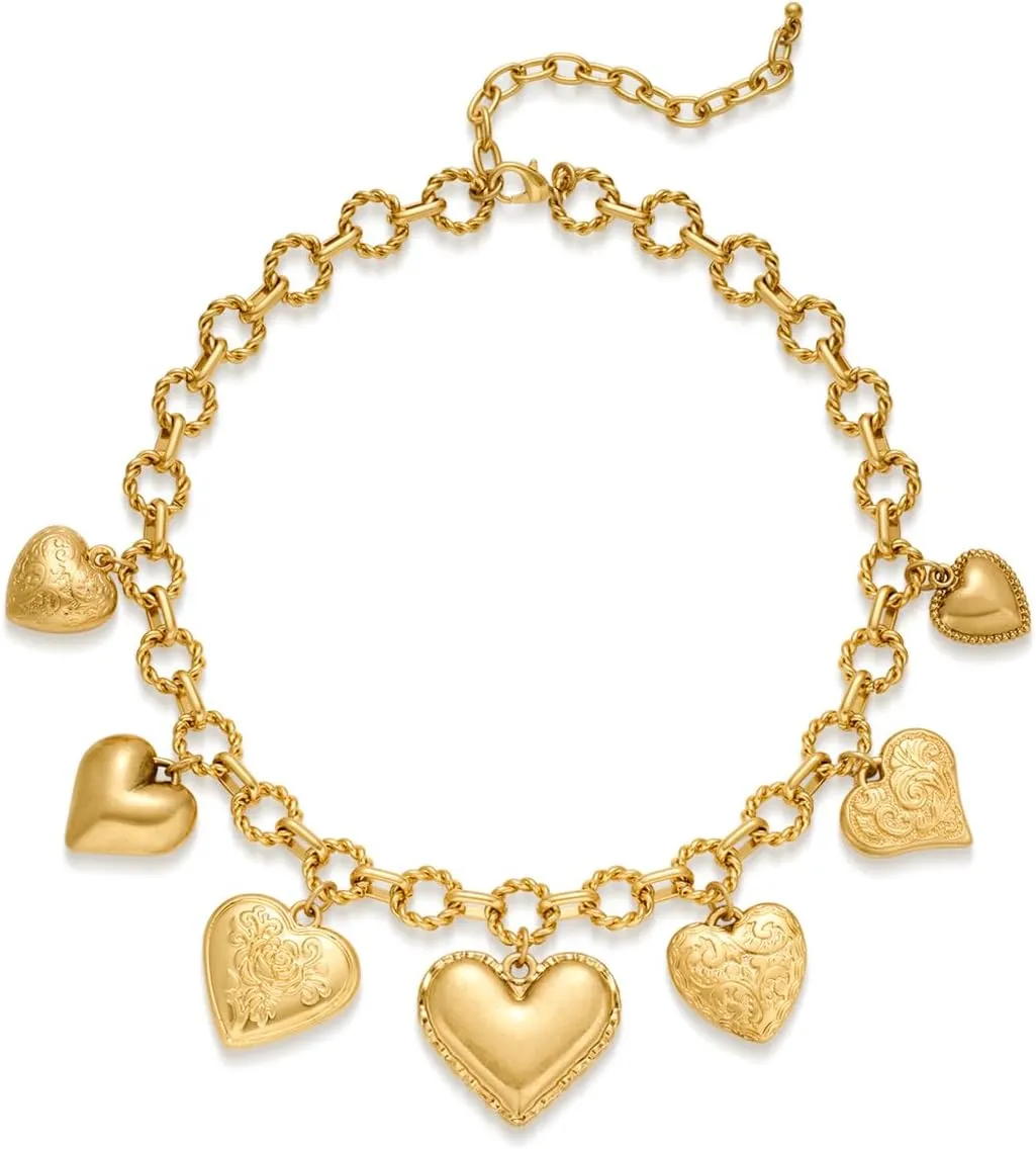 Gold Necklaces For Women With Heart Charm Silver Chain Charm Necklace Link Trendy Gold Necklace Jewelry