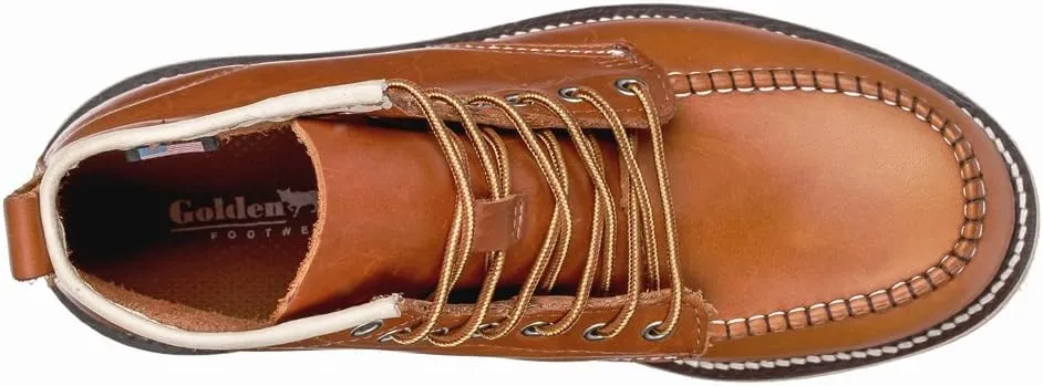 Golden Fox Work Boots 6" American Heritage Moc Toe Wedge Boot for Construction Made in USA