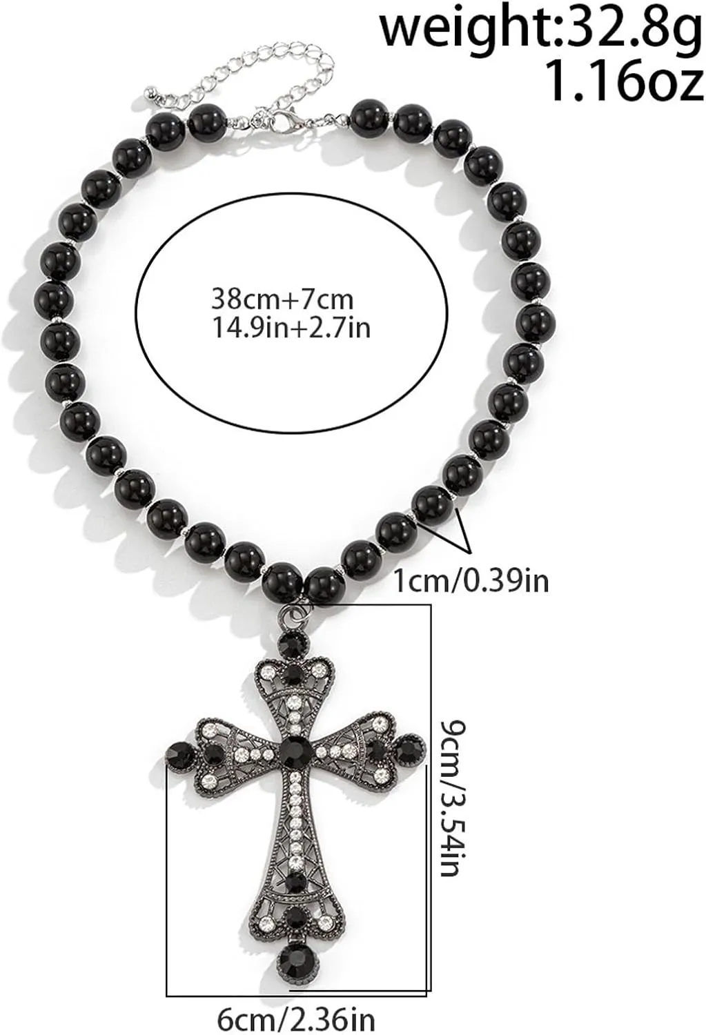 Gothic Necklace Pearl Cross Necklaces Big Cross Necklace Chunky Cross Necklace Punk Pearl Cross Pendants Necklace Vintage Charm Necklace Gothic Cross Necklace Goth Jewelry for Women