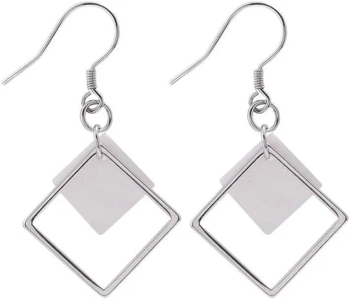 Handmade White Shell Drop Earrings Lightweight Earrings Geometric Square Dainty Earrings Jewelry Gift for Women and Girls