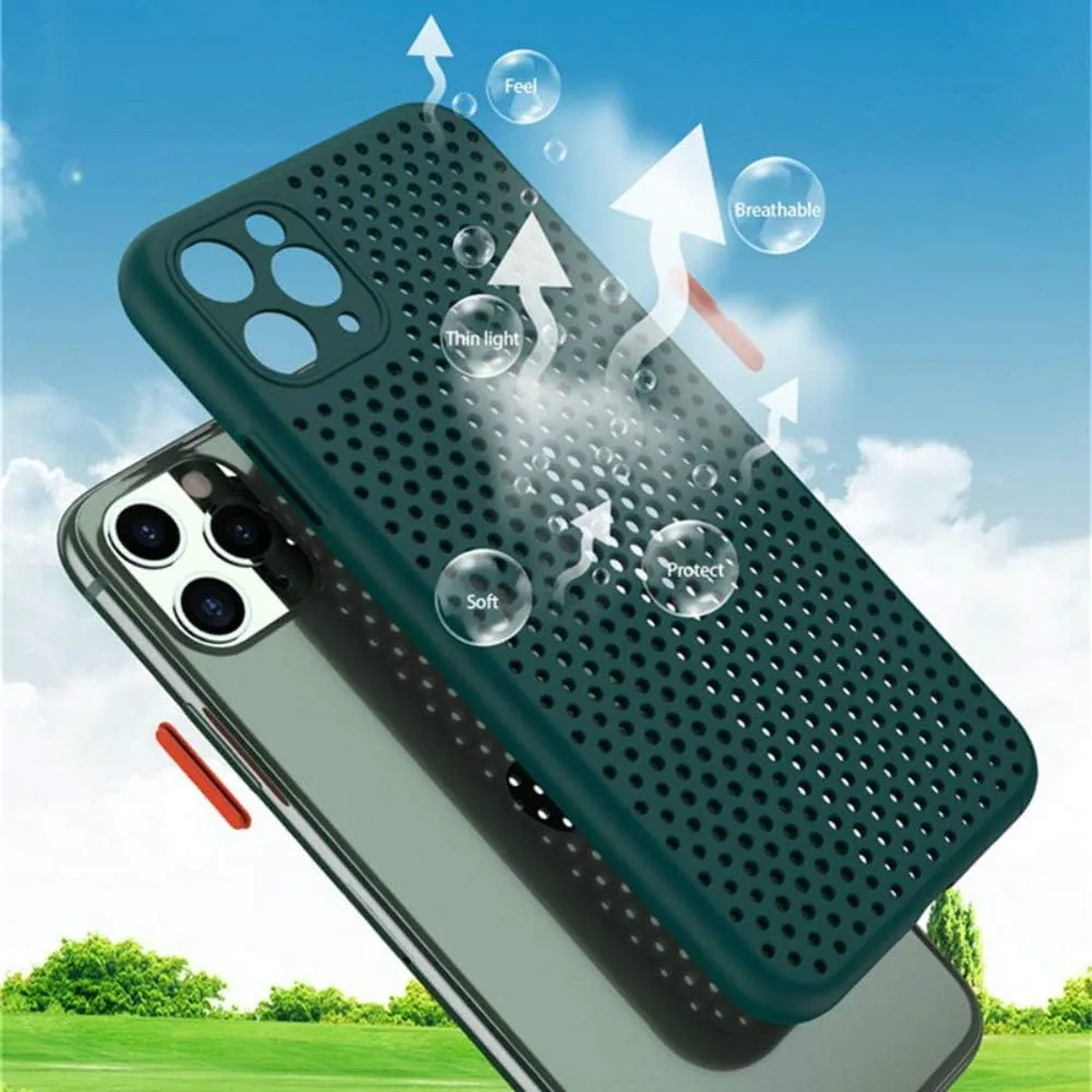 Heat Dissipation Phone Case, New Breathable Hollow Cellular Hole Heat Dissipation Case Full Back Camera Lens Protection Ultra Slim TPU Case Cover (Blue, Compatible with iPhone X/XS)