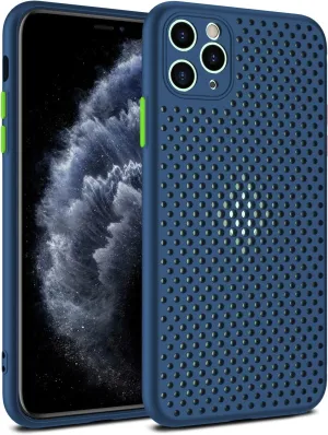 Heat Dissipation Phone Case, New Breathable Hollow Cellular Hole Heat Dissipation Case Full Back Camera Lens Protection Ultra Slim TPU Case Cover (Blue, Compatible with iPhone X/XS)