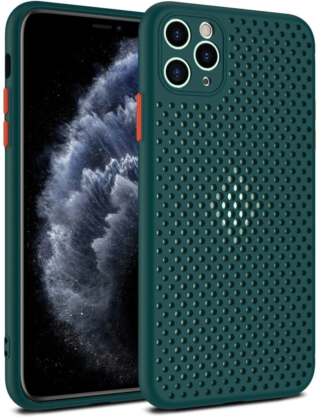 Heat Dissipation Phone Case, New Breathable Hollow Cellular Hole Heat Dissipation Case Full Back Camera Lens Protection Ultra Slim TPU Case Cover (Dark Green, Compatible with iPhone X/XS)