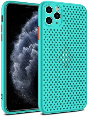 Heat Dissipation Phone Case, New Breathable Hollow Cellular Hole Heat Dissipation Case Full Back Camera Lens Protection Ultra Slim TPU Case Cover (Mint Green, Compatible with iPhone X/XS)