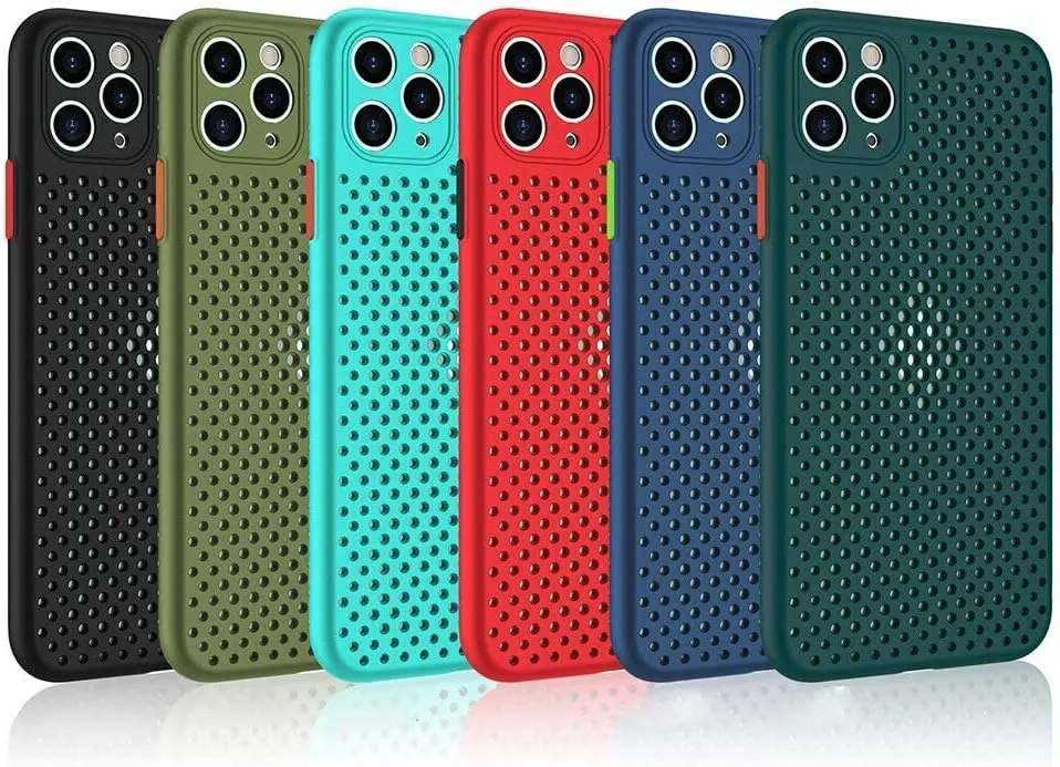 Heat Dissipation Phone Case, New Breathable Hollow Cellular Hole Heat Dissipation Case Full Back Camera Lens Protection Ultra Slim TPU Case Cover (Mint Green, Compatible with iPhone X/XS)