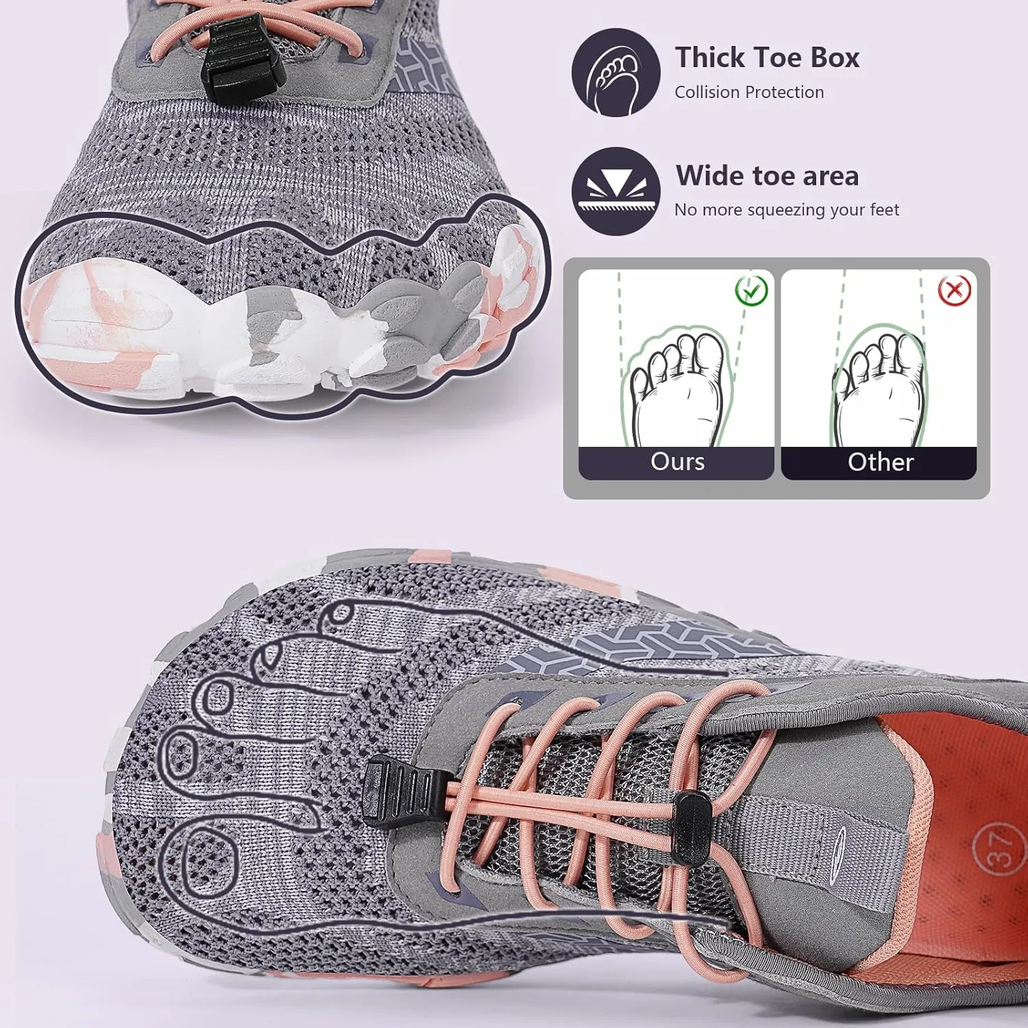 Hike Barefoot Shoes Women Men Wide Toe Box Zero Drop Footwear Lightweight Hike Shoe Non-Slip Grounded Shoes Women for Outdoor Trail Running Walking Weightlifting