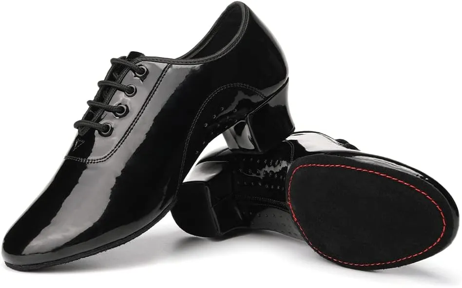 HIPPOSEUS Men's Dance Shoes with Split Sole Social Dance Shoes Low Heel Suede Sole