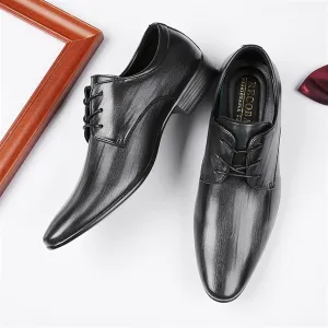 HOOENG Oxford Shoes for Men Lace Up Burnished Pointed Toe Derby Shoes Vegan Leather Rubber Sole Anti-Slip Block Heel Slip Resistant Low Top Party (Color : Black, Size : 9)