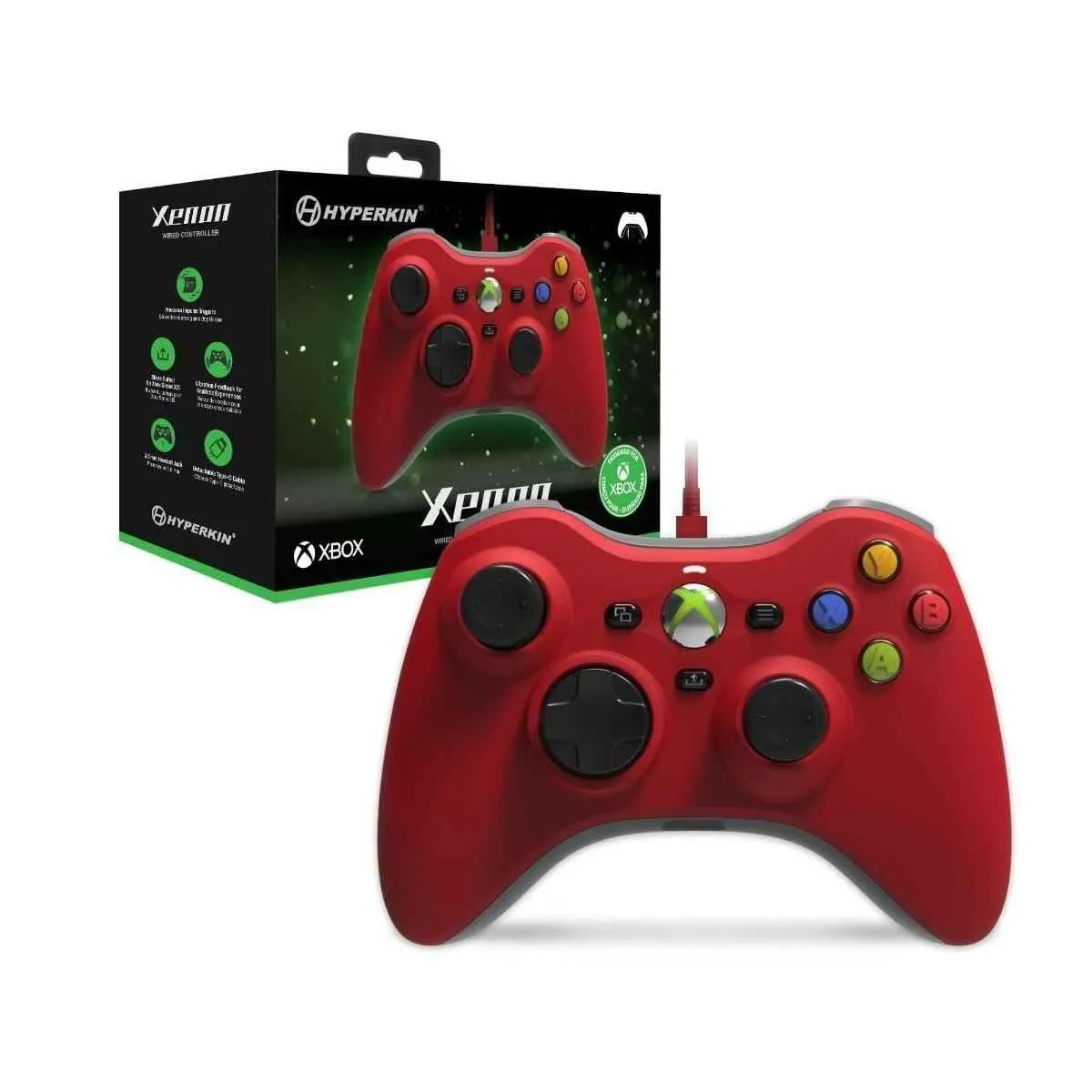 Hyperkin Xenon Wired Controller - Red - Officially licensed Xbox 360 Controller replica for use with Xbox Series X|S, Xbox One, Windows 10|11, PC, Video Game Controller, 3.5MM Audio Jack, Impulse Triggers, Plug and Play Gaming Gamepad