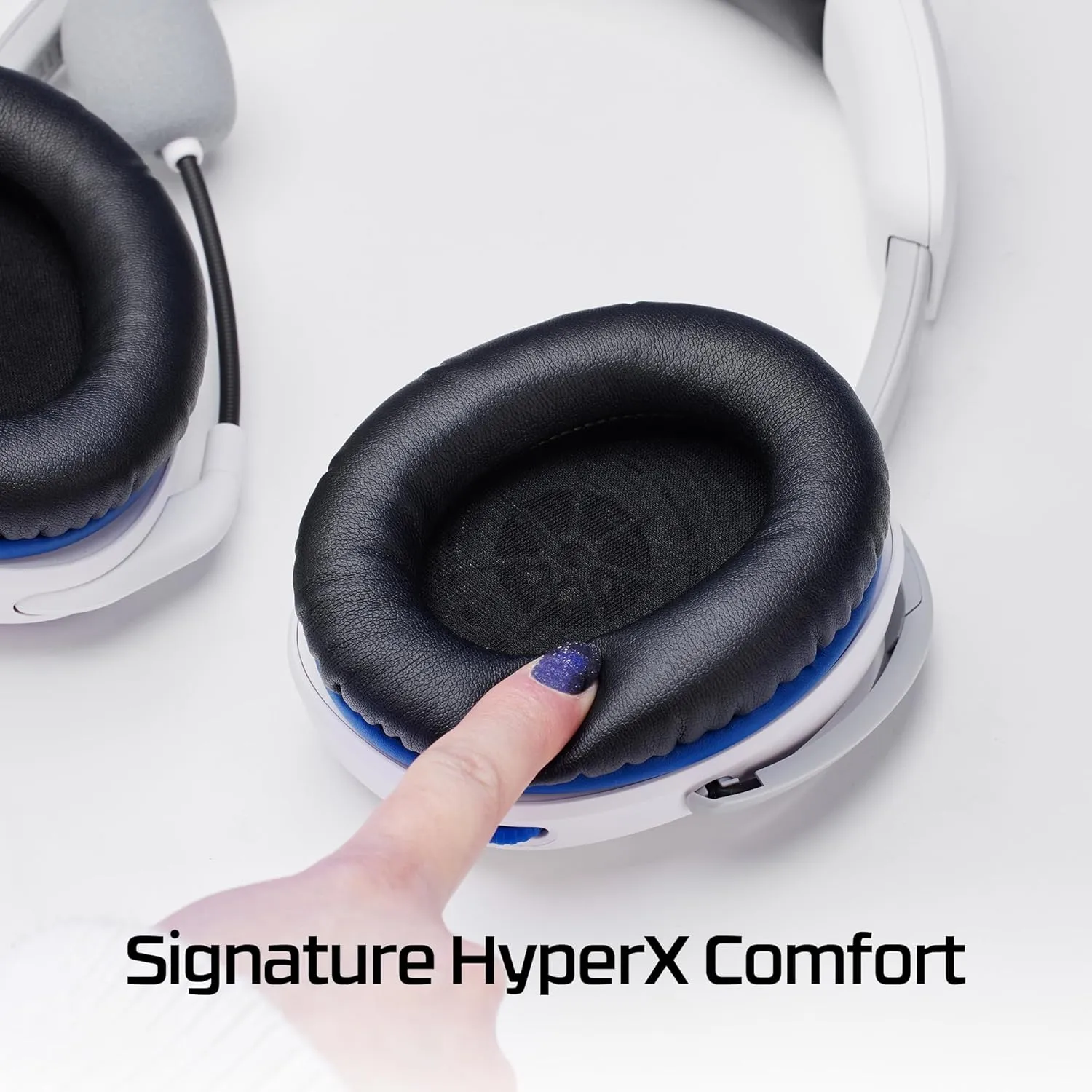 HyperX Cloud Stinger 2 Wired Gaming Headsets with Mic Noise Cancellation PS4 PS5 Gaming Headphones 50mm Drivers Memory Foam Premium Leatherette Swivel-to-Mute Lightweight Over Ear, White (Renewed)