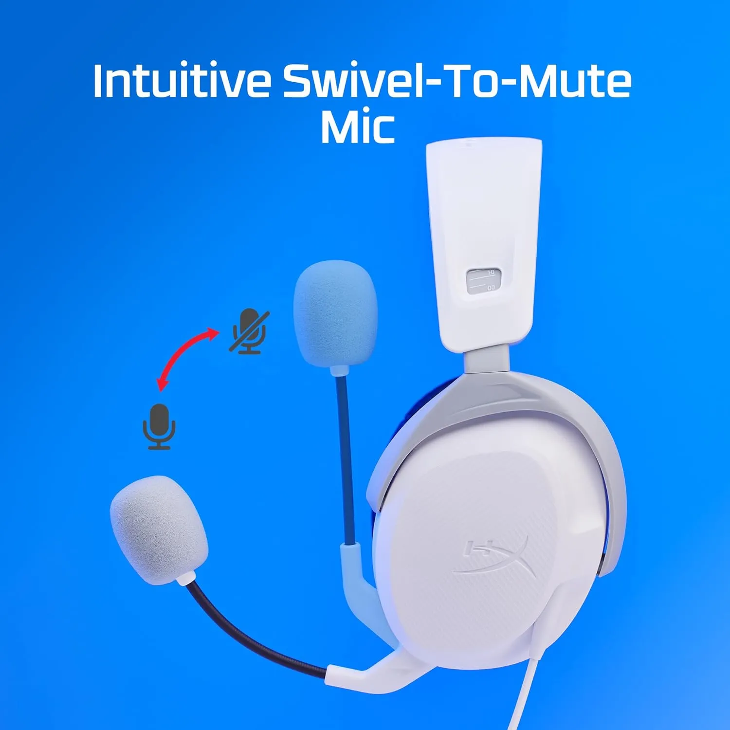 HyperX Cloud Stinger 2 Wired Gaming Headsets with Mic Noise Cancellation PS4 PS5 Gaming Headphones 50mm Drivers Memory Foam Premium Leatherette Swivel-to-Mute Lightweight Over Ear, White (Renewed)