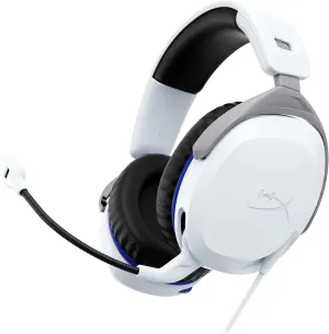 HyperX Cloud Stinger 2 Wired Gaming Headsets with Mic Noise Cancellation PS4 PS5 Gaming Headphones 50mm Drivers Memory Foam Premium Leatherette Swivel-to-Mute Lightweight Over Ear, White (Renewed)