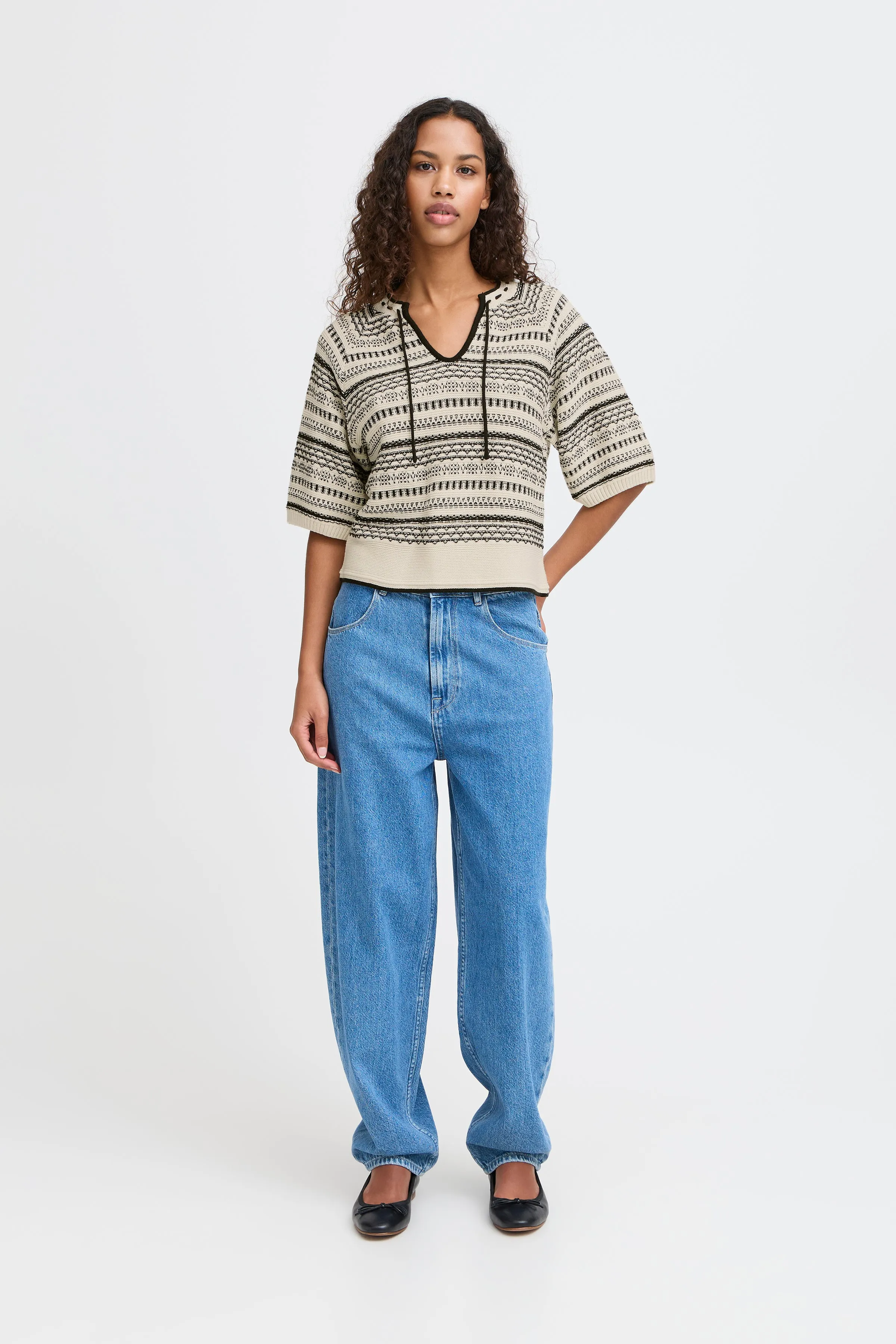 ICHI Black & Birch Knit Top