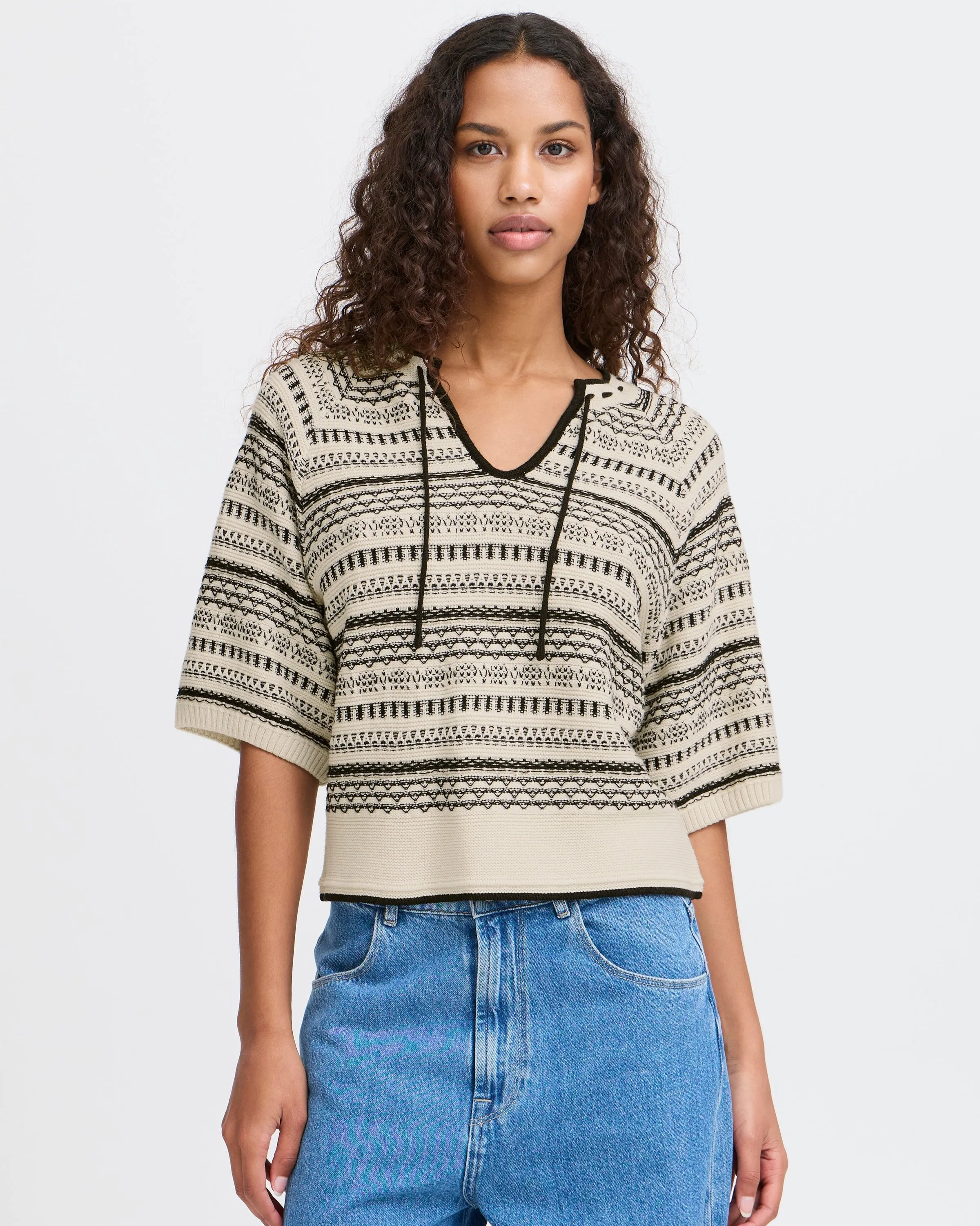 ICHI Black & Birch Knit Top
