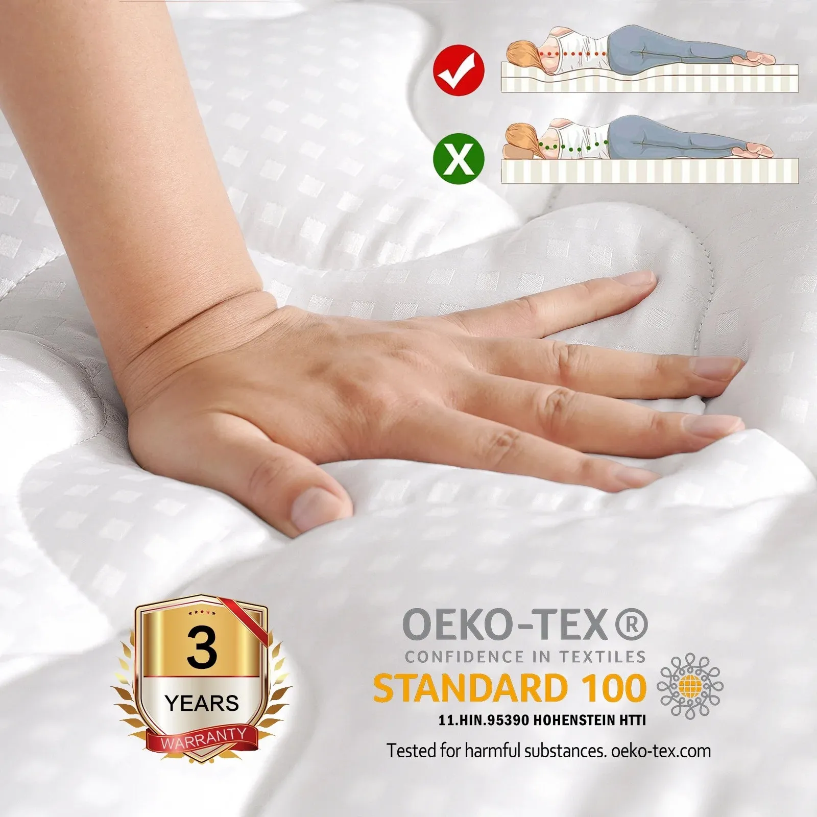 INGALIK Queen Size Mattress Pad, 400TC Cotton Pillow Top Mattress Cover, Quilted Fitted Mattress Protector with 8-21" Deep Pocket, Cooling Mattress Topper (60x80 Inches, White)