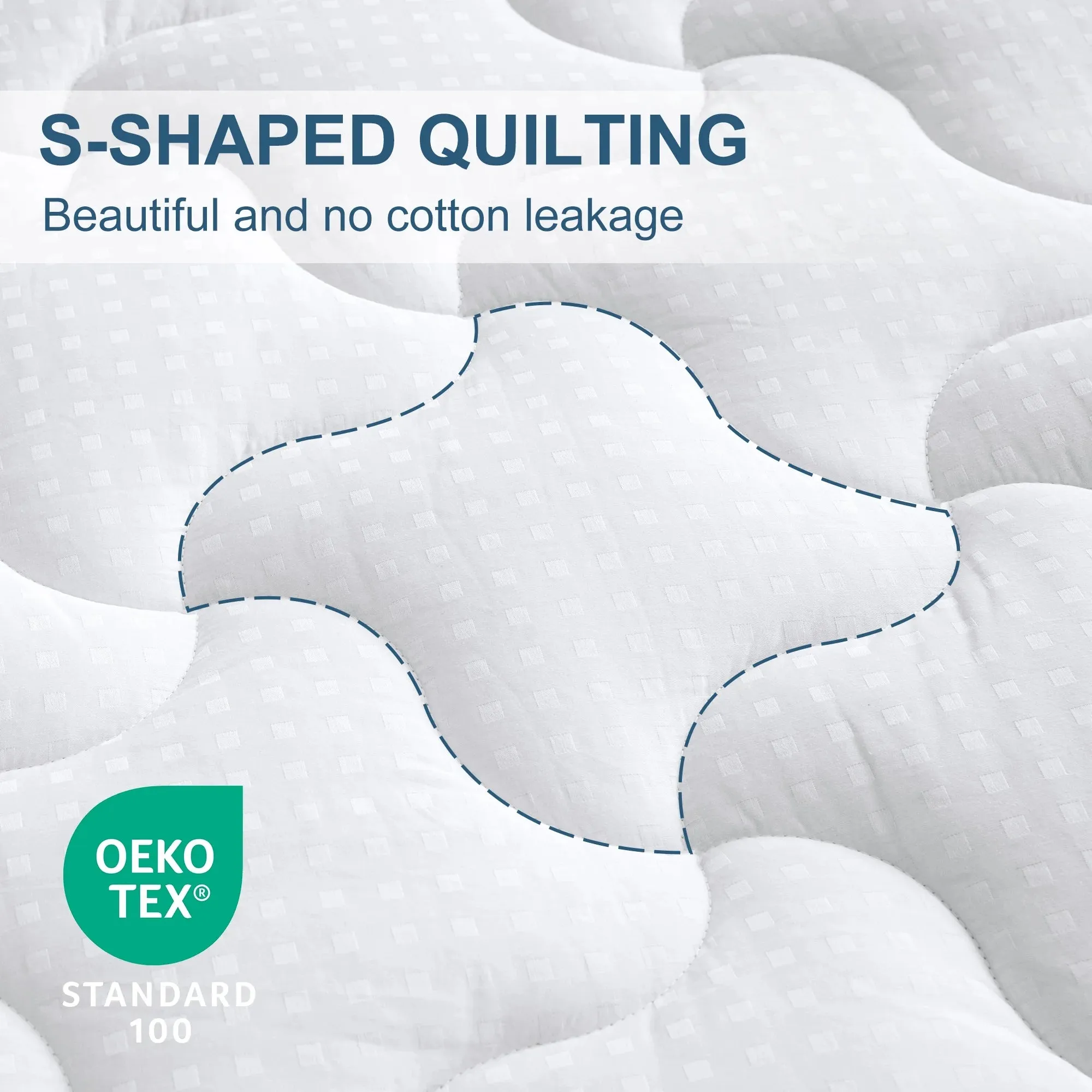INGALIK Queen Size Mattress Pad, 400TC Cotton Pillow Top Mattress Cover, Quilted Fitted Mattress Protector with 8-21" Deep Pocket, Cooling Mattress Topper (60x80 Inches, White)