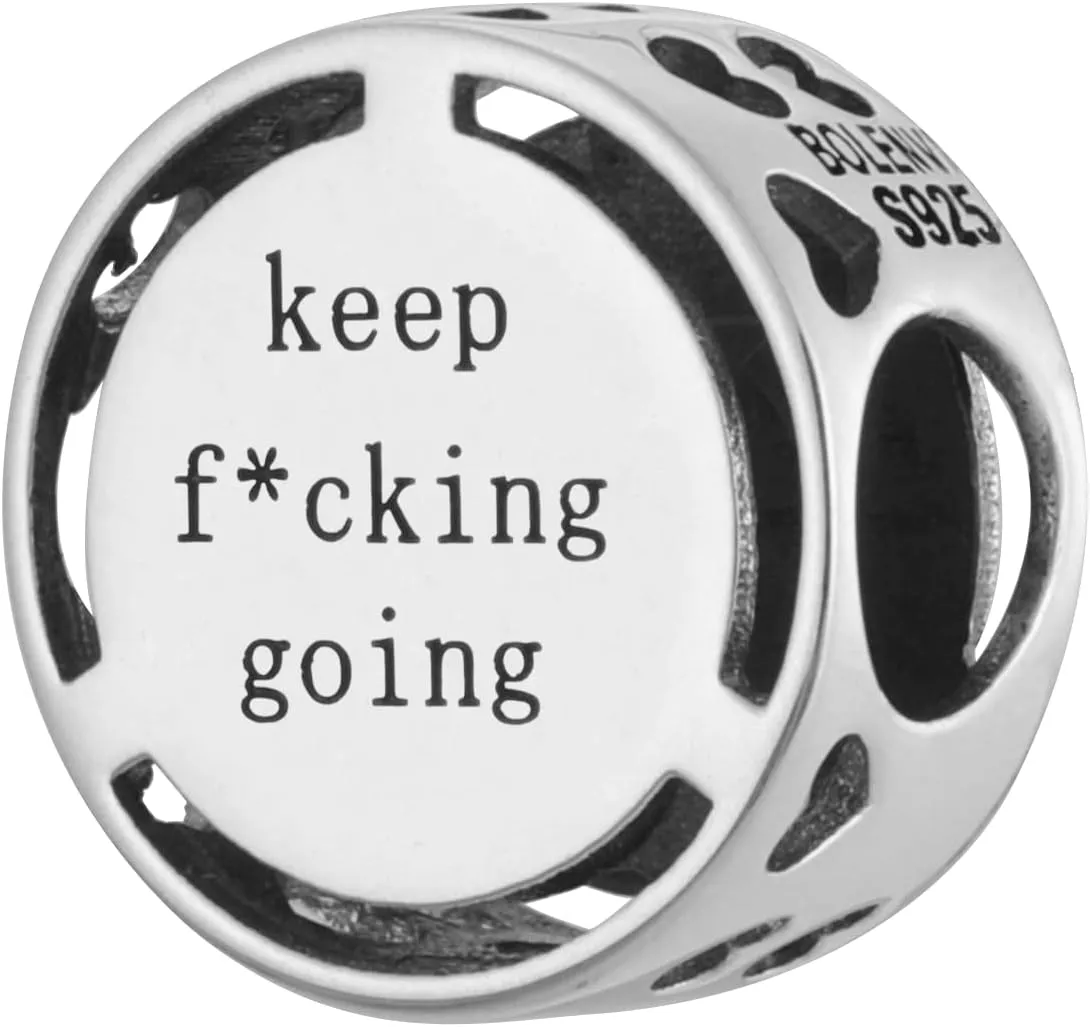 Inspirational Words Symbols 925 Sterling Silver Charm Bead For Pandora & Similar Charm Bracelets or Necklaces