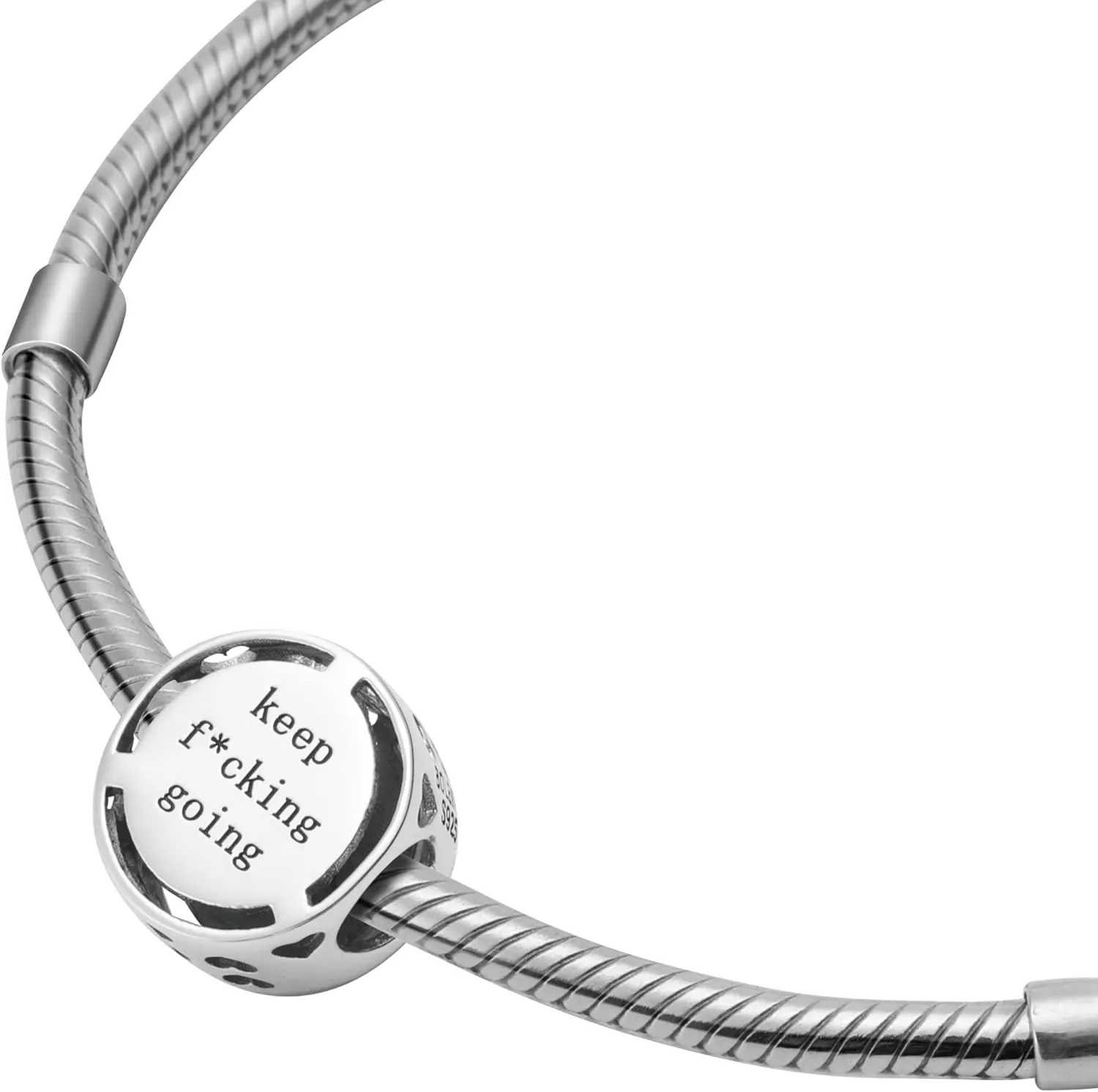 Inspirational Words Symbols 925 Sterling Silver Charm Bead For Pandora & Similar Charm Bracelets or Necklaces