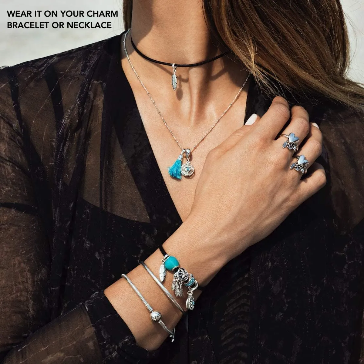Inspirational Words Symbols 925 Sterling Silver Charm Bead For Pandora & Similar Charm Bracelets or Necklaces