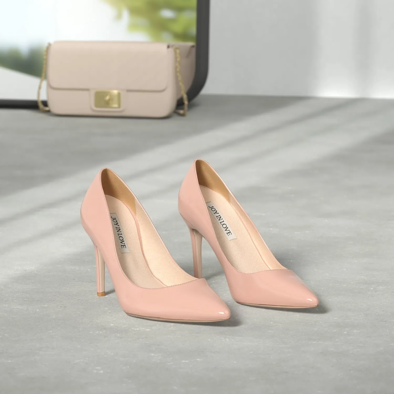 JOY IN LOVE Women's Pumps Shoes 3.5" High Heels Pointy Toe Stiletto Pumps
