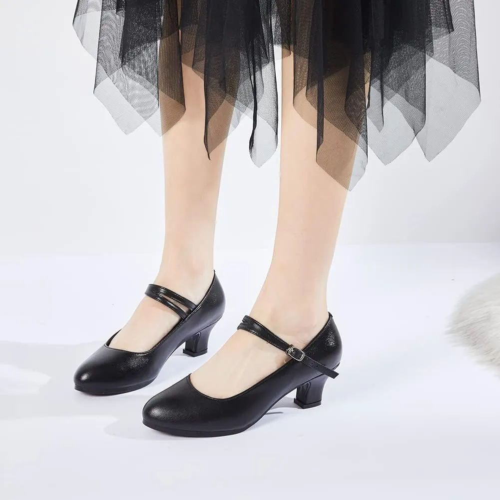 JUODVMP Closed Toe Modern Dance Shoes for Women Latin Ballroom Dance Shoes Women Party Wedding Pump Shoes,Model KM813
