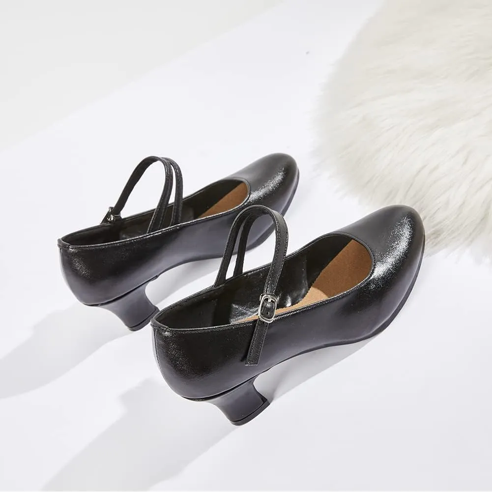 JUODVMP Closed Toe Modern Dance Shoes for Women Latin Ballroom Dance Shoes Women Party Wedding Pump Shoes,Model KM813