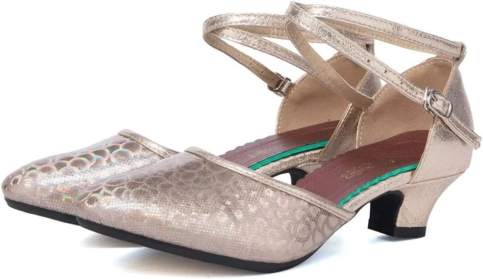 JUODVMP Closed Toe Salsa Dance Shoes for Women Ballroom Latin Character Dance Shoes,DY113