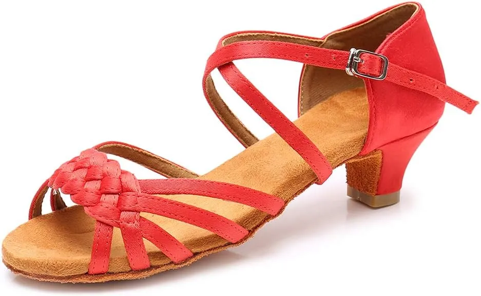 JUODVMP Girl Latin Dance Shoes Ballroom Performance Shoes for Girl and Women,Model VS-WH1208-XGG
